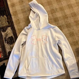 Under Armour White Hoodie with Light Pink Emblem